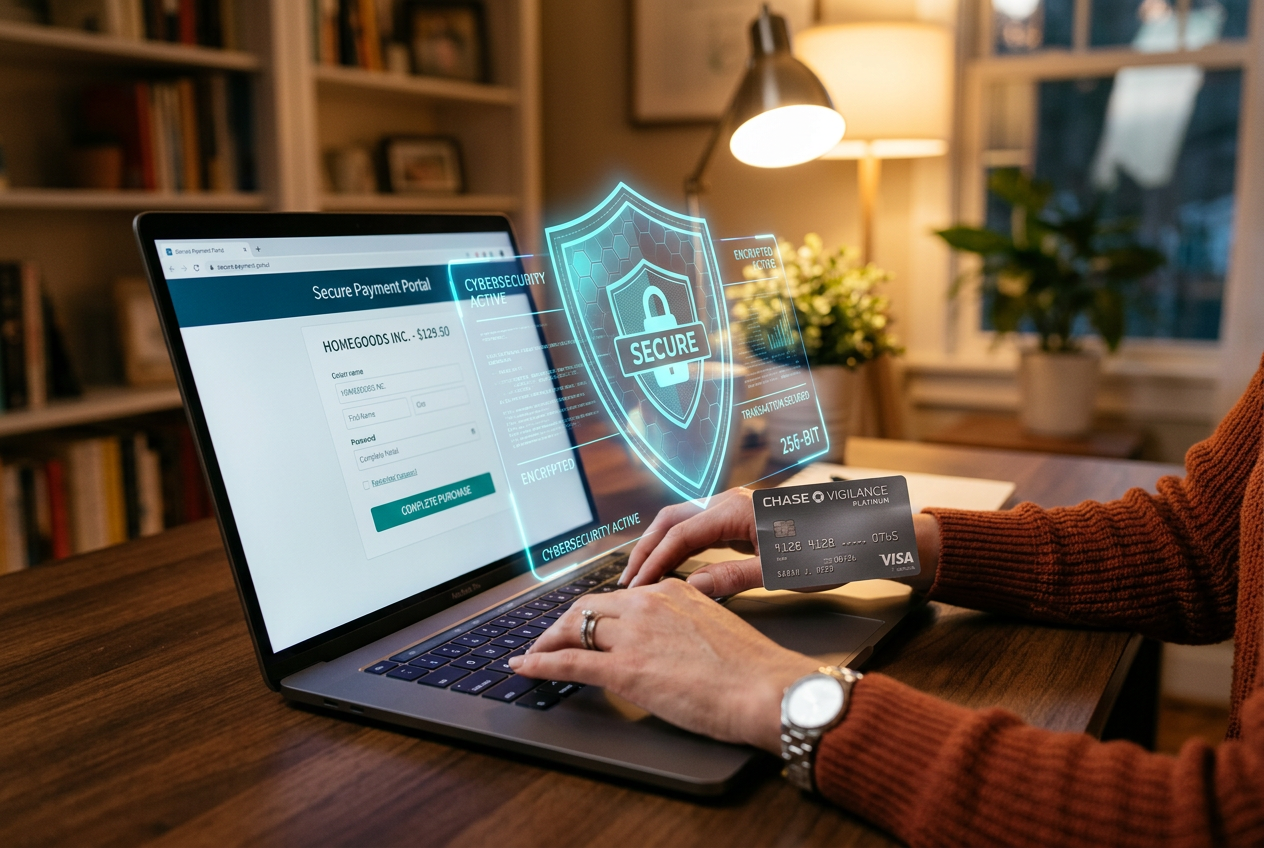 Conceptual image of online financial security and risk management