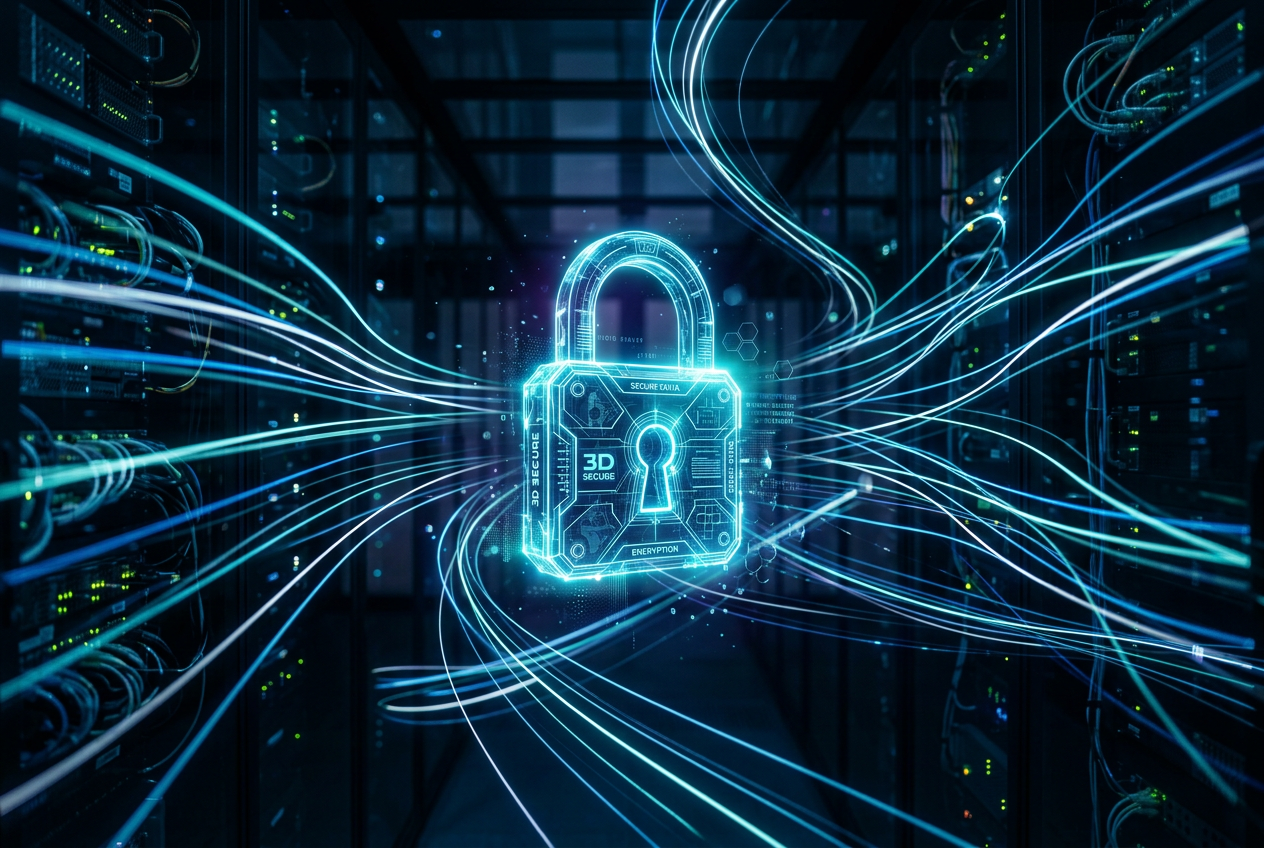 Abstract representation of digital security and encryption for online payments.