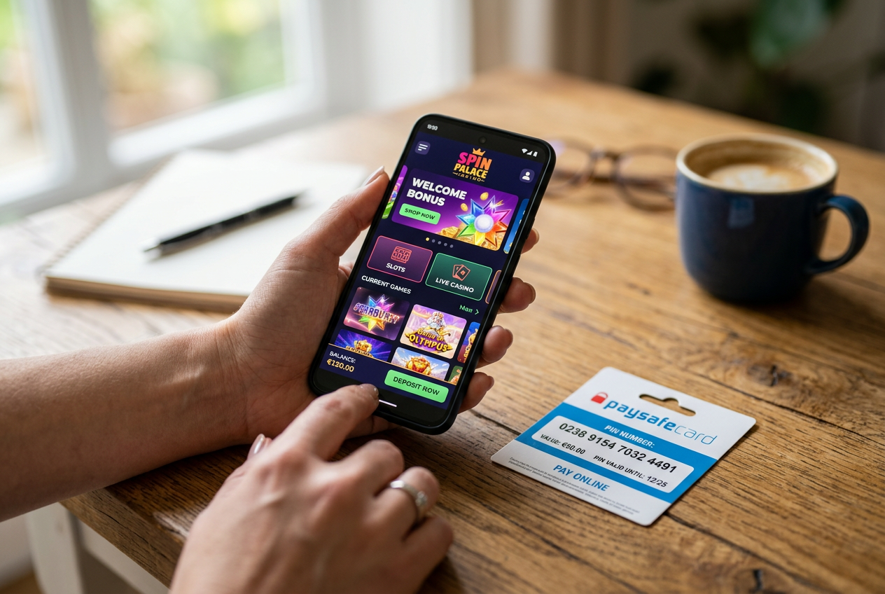 Χρήστης που πραγματοποιεί κατάθεση σε online casino με Paysafecard